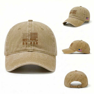 Golf Dad Washed Cotton Baseball Cap Best Papa By Par American Flag Golfer Fathers Day Gifts