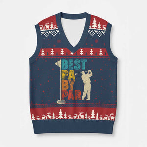 Golf Gifts for Dad V-Neck Knit Sweater Vest Retro Best Pa By Par Fathers Day TS10 Navy Red Print Your Wear