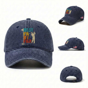 Golf Gifts for Dad Washed Cotton Baseball Cap Retro Best Pa By Par Fathers Day TS10 Washed Cap Universal Fit Navy Print Your Wear