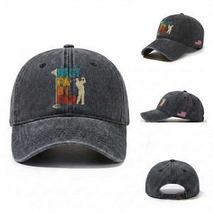 Golf Gifts for Dad Washed Cotton Baseball Cap Retro Best Pa By Par Fathers Day TS10 Washed Cap Universal Fit Dark Gray Print Your Wear