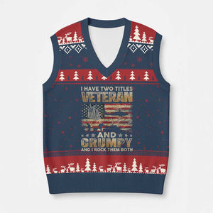 Grumpy Old Veteran V-Neck Knit Sweater Vest Funny Military Veteran USA Flag TS10 Navy Red Print Your Wear