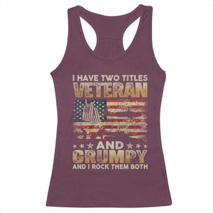 Grumpy Old Veteran Racerback Tank Top Funny Military Veteran USA Flag TS10 Maroon Print Your Wear