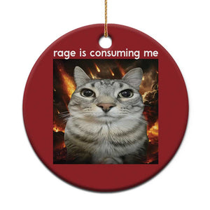 Rage Is Consuming Me Cat Christmas Ornament Funny Weird Humor Silly Cat Meme TS10 Print Your Wear
