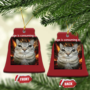 Rage Is Consuming Me Cat Christmas Ornament Funny Weird Humor Silly Cat Meme TS10 Bell Flake Red Print Your Wear