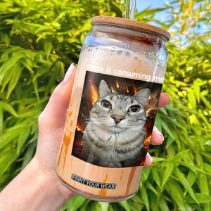 Rage Is Consuming Me Cat Glass Can Funny Weird Humor Silly Cat Meme TS10 Black Print Your Wear