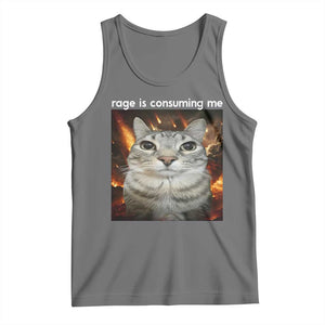 Rage Is Consuming Me Cat Tank Top Funny Weird Humor Silly Cat Meme TS10 Black Heather Print Your Wear