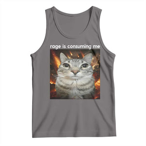 Rage Is Consuming Me Cat Tank Top Funny Weird Humor Silly Cat Meme TS10 Deep Heather Print Your Wear