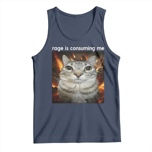 Rage Is Consuming Me Cat Tank Top Funny Weird Humor Silly Cat Meme TS10 Navy Print Your Wear