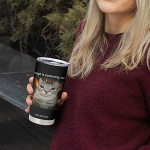 Rage Is Consuming Me Cat Tumbler Cup Funny Weird Humor Silly Cat Meme TS10 Print Your Wear