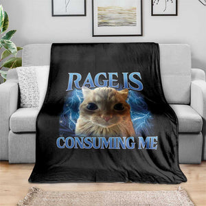 Rage Is Consuming Me Cat Meme Throw Blanket Funny Weird Humor Cat Face Bootleg TS10 Print Your Wear