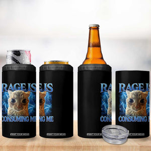 Rage Is Consuming Me Cat Meme 4 in 1 Can Cooler Tumbler Funny Weird Humor Cat Face Bootleg TS10 Print Your Wear