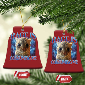 Rage Is Consuming Me Cat Meme Christmas Ornament Funny Weird Humor Cat Face Bootleg TS10 Bell Flake Red Print Your Wear