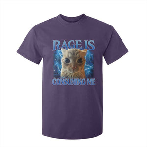 Rage Is Consuming Me Cat Meme T Shirt For Kid Funny Weird Humor Cat Face Bootleg TS10 Purple Print Your Wear