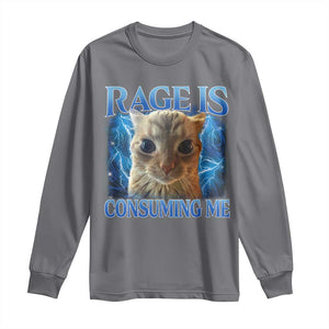Rage Is Consuming Me Cat Meme Long Sleeve Shirt Funny Weird Humor Cat Face Bootleg TS10 Charcoal Print Your Wear