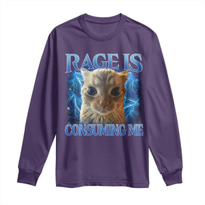 Rage Is Consuming Me Cat Meme Long Sleeve Shirt Funny Weird Humor Cat Face Bootleg TS10 Purple Print Your Wear