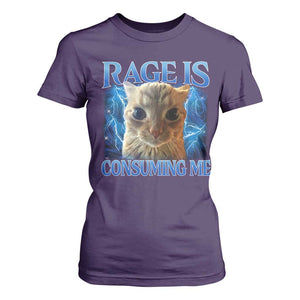 Rage Is Consuming Me Cat Meme T Shirt For Women Funny Weird Humor Cat Face Bootleg TS10 Purple Print Your Wear