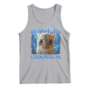 Rage Is Consuming Me Cat Meme Tank Top Funny Weird Humor Cat Face Bootleg TS10 Athletic Heather Print Your Wear