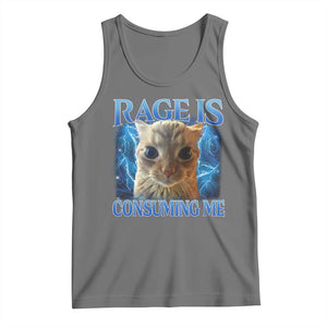 Rage Is Consuming Me Cat Meme Tank Top Funny Weird Humor Cat Face Bootleg TS10 Black Heather Print Your Wear