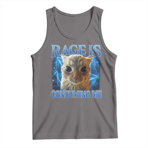 Rage Is Consuming Me Cat Meme Tank Top Funny Weird Humor Cat Face Bootleg TS10 Deep Heather Print Your Wear