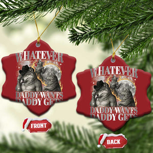 Funny Alpha Wolf Meme Christmas Ornament Whatever Daddy Wants Daddy Gets Cringe Humor TS10 Snow Flake Red Print Your Wear