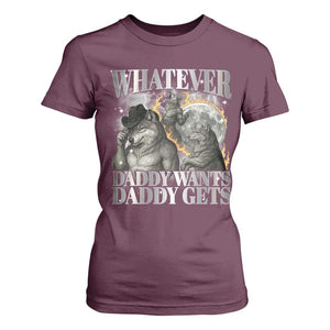Funny Alpha Wolf Meme T Shirt For Women Whatever Daddy Wants Daddy Gets Cringe Humor TS10 Maroon Print Your Wear