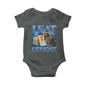 I Eat Cement Baby Onesie Cursed Raccoon Funny Oddly Dank Meme Gen Z TS10 Dark Heather Print Your Wear