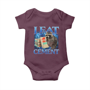 I Eat Cement Baby Onesie Cursed Raccoon Funny Oddly Dank Meme Gen Z TS10 Maroon Print Your Wear