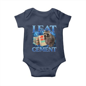 I Eat Cement Baby Onesie Cursed Raccoon Funny Oddly Dank Meme Gen Z TS10 Navy Print Your Wear