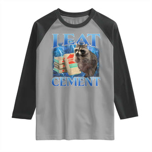 I Eat Cement Raglan Shirt Cursed Raccoon Funny Oddly Dank Meme Gen Z TS10 Sport Gray Black Print Your Wear