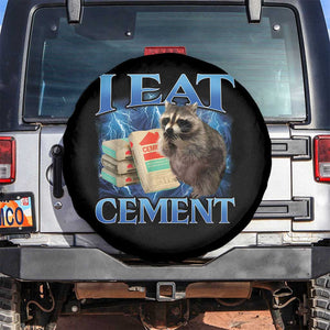 I Eat Cement Spare Tire Cover Cursed Raccoon Funny Oddly Dank Meme Gen Z TS10 No hole Black Print Your Wear