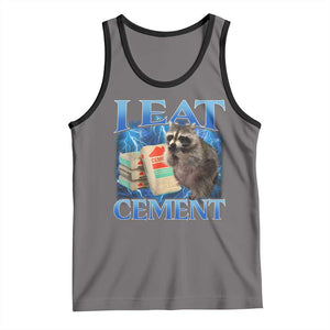 I Eat Cement Tank Top Cursed Raccoon Funny Oddly Dank Meme Gen Z TS10 Deep Heather Black Print Your Wear