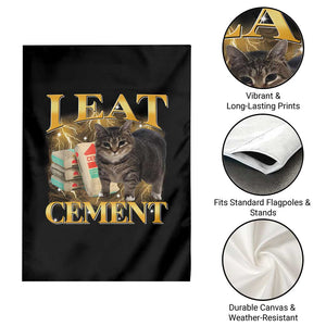 I Eat Cement Cat Meme Garden Flag Funny Internet Memes Bootleg Cursed Cat Lovers TS10 Print Your Wear