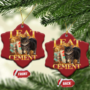 I Eat Cement Cat Meme Christmas Ornament Funny Internet Memes Bootleg Cursed Cat Lovers TS10 Snow Flake Red Print Your Wear