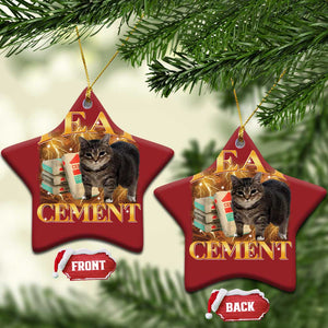 I Eat Cement Cat Meme Christmas Ornament Funny Internet Memes Bootleg Cursed Cat Lovers TS10 Star Red Print Your Wear