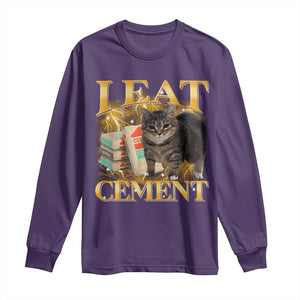 I Eat Cement Cat Meme Long Sleeve Shirt Funny Internet Memes Bootleg Cursed Cat Lovers TS10 Purple Print Your Wear