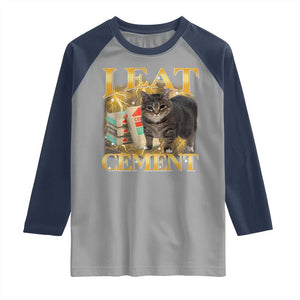 I Eat Cement Cat Meme Raglan Shirt Funny Internet Memes Bootleg Cursed Cat Lovers TS10 Sport Gray Navy Print Your Wear