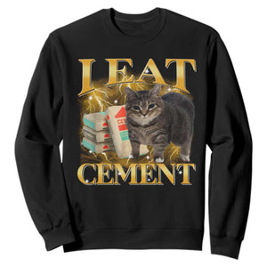 I Eat Cement Cat Meme Sweatshirt Funny Internet Memes Bootleg Cursed Cat Lovers TS10 Black Print Your Wear