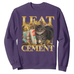 I Eat Cement Cat Meme Sweatshirt Funny Internet Memes Bootleg Cursed Cat Lovers TS10 Purple Print Your Wear