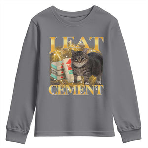 I Eat Cement Cat Meme Youth Sweatshirt Funny Internet Memes Bootleg Cursed Cat Lovers TS10 Charcoal Print Your Wear