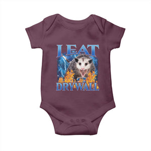 Possum Meme Baby Onesie I Eat Drywall Opossum Funny Weird Cursed Internet Memes TS10 Maroon Print Your Wear
