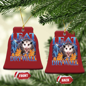 Possum Meme Christmas Ornament I Eat Drywall Opossum Funny Weird Cursed Internet Memes TS10 Bell Flake Red Print Your Wear