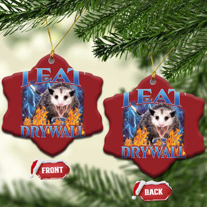 Possum Meme Christmas Ornament I Eat Drywall Opossum Funny Weird Cursed Internet Memes TS10 Snow Flake Red Print Your Wear