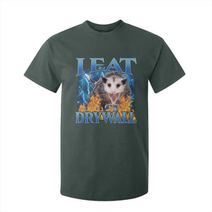 Possum Meme T Shirt For Kid I Eat Drywall Opossum Funny Weird Cursed Internet Memes TS10 Dark Forest Green Print Your Wear