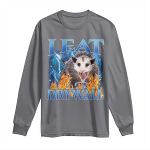 Possum Meme Long Sleeve Shirt I Eat Drywall Opossum Funny Weird Cursed Internet Memes TS10 Charcoal Print Your Wear