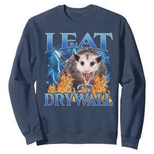 Possum Meme Sweatshirt I Eat Drywall Opossum Funny Weird Cursed Internet Memes TS10 Navy Print Your Wear