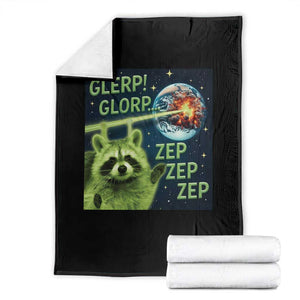 Funny Alien Raccoon Meme Throw Blanket Glerp Glorp Brainrot Stupid Gift TS10 Black Print Your Wear