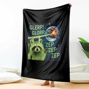 Funny Alien Raccoon Meme Throw Blanket Glerp Glorp Brainrot Stupid Gift TS10 Print Your Wear