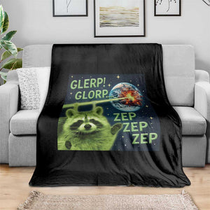 Funny Alien Raccoon Meme Throw Blanket Glerp Glorp Brainrot Stupid Gift TS10 Print Your Wear