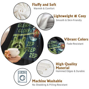 Funny Alien Raccoon Meme Throw Blanket Glerp Glorp Brainrot Stupid Gift TS10 Print Your Wear