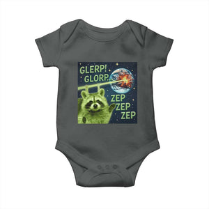 Funny Alien Raccoon Meme Baby Onesie Glerp Glorp Brainrot Stupid Gift TS10 Dark Heather Print Your Wear